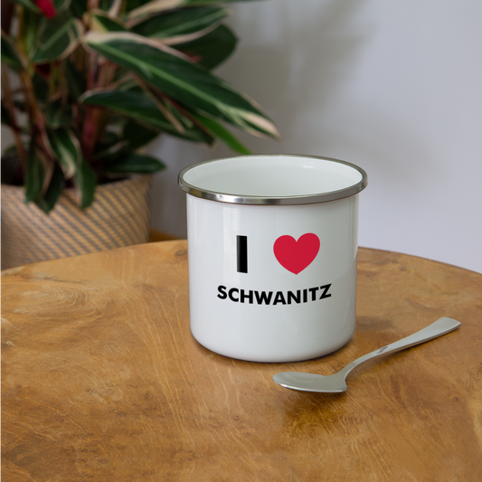 I LOVE SCHWANITZ EMAILLE-TASSE - Weiß
