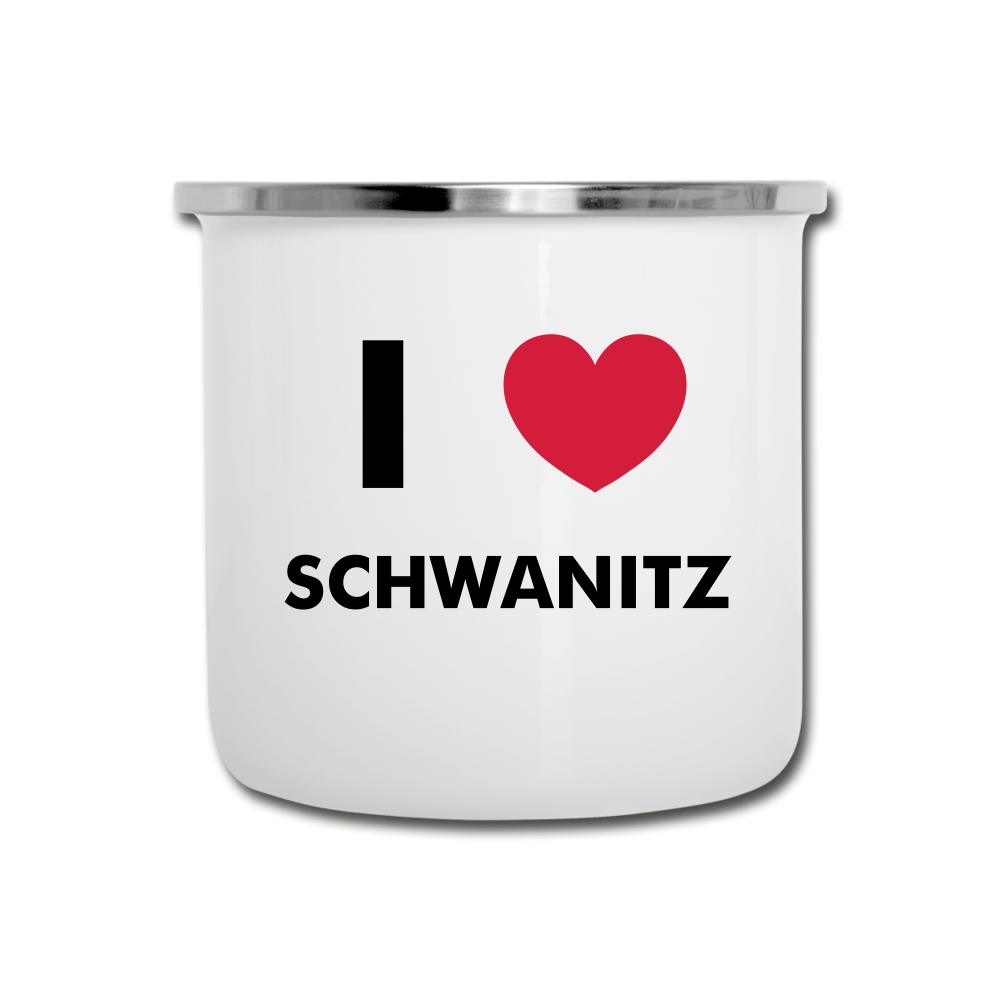 I LOVE SCHWANITZ EMAILLE-TASSE - Weiß