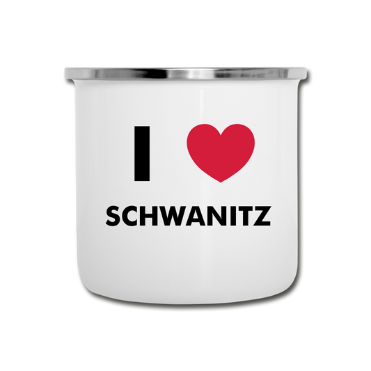 I LOVE SCHWANITZ EMAILLE-TASSE - Weiß