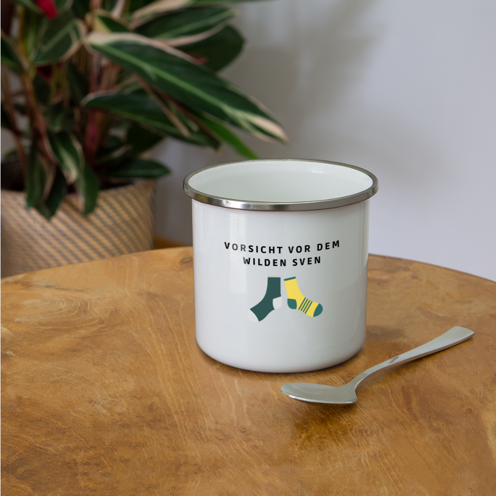 Wilder Sven Emaille-Tasse - Weiß