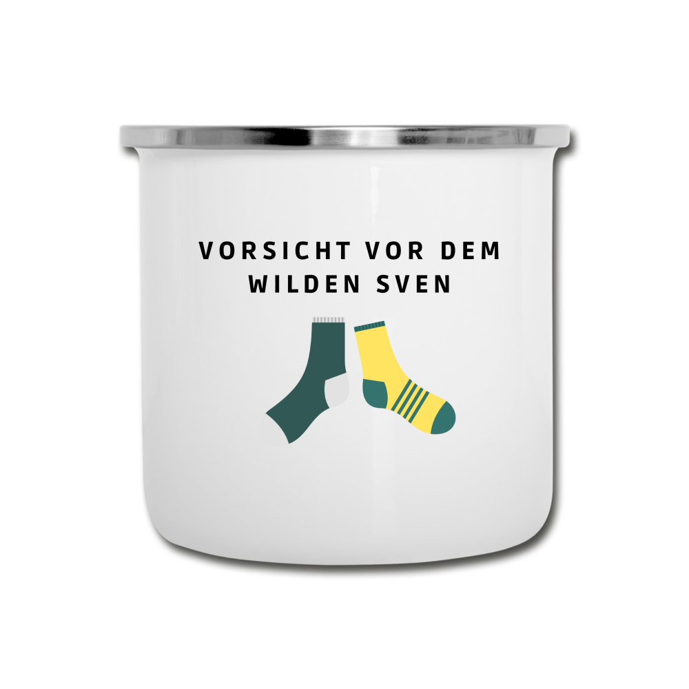Wilder Sven Emaille-Tasse - Weiß