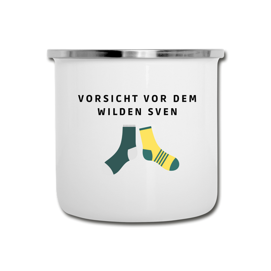 Wilder Sven Emaille-Tasse - Weiß