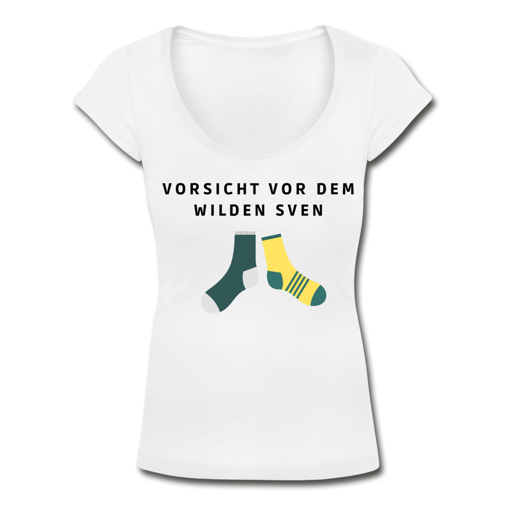 Wilder Sven Damen T-Shirt mit U-Ausschnitt - Weiß