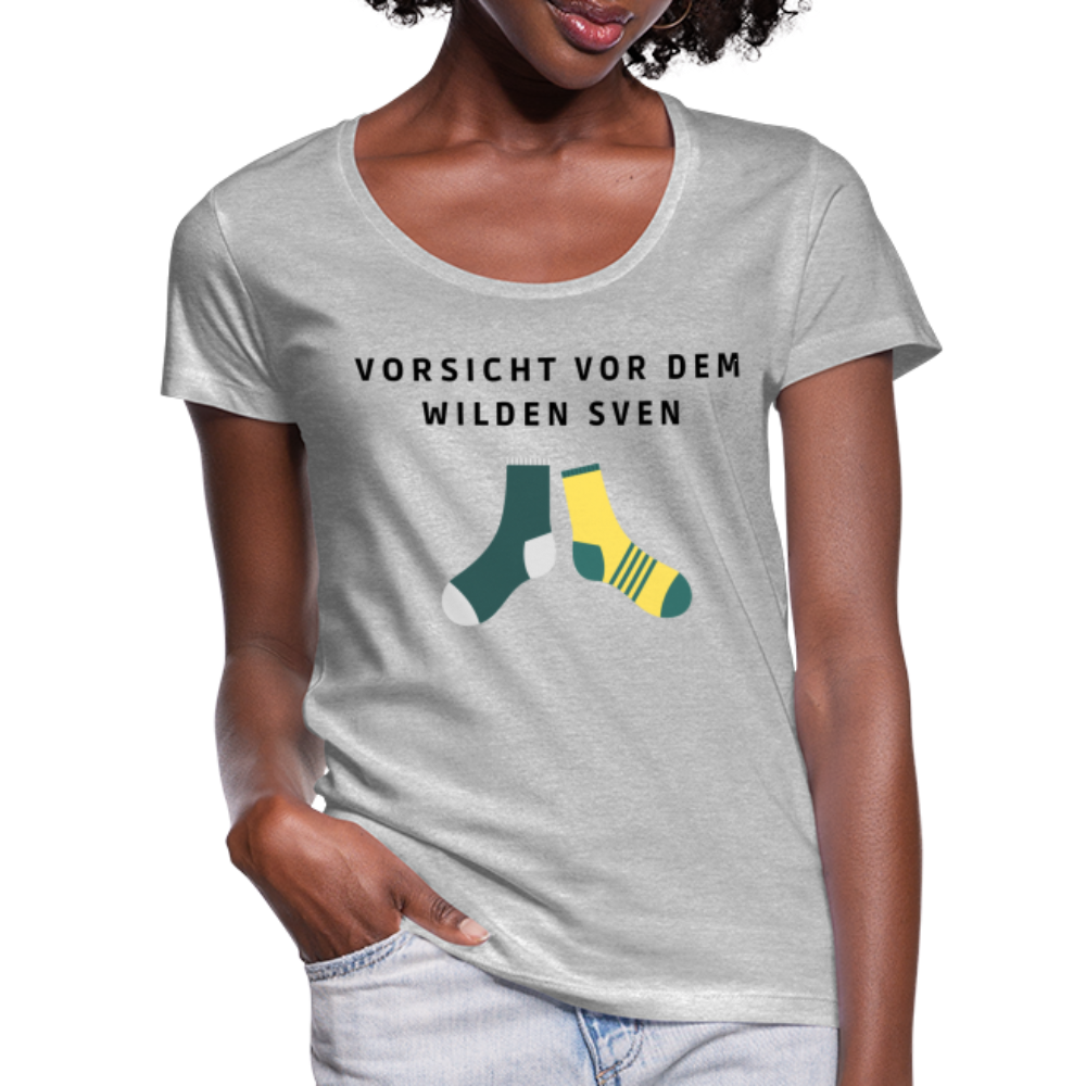 Wilder Sven Damen T-Shirt mit U-Ausschnitt - Grau meliert