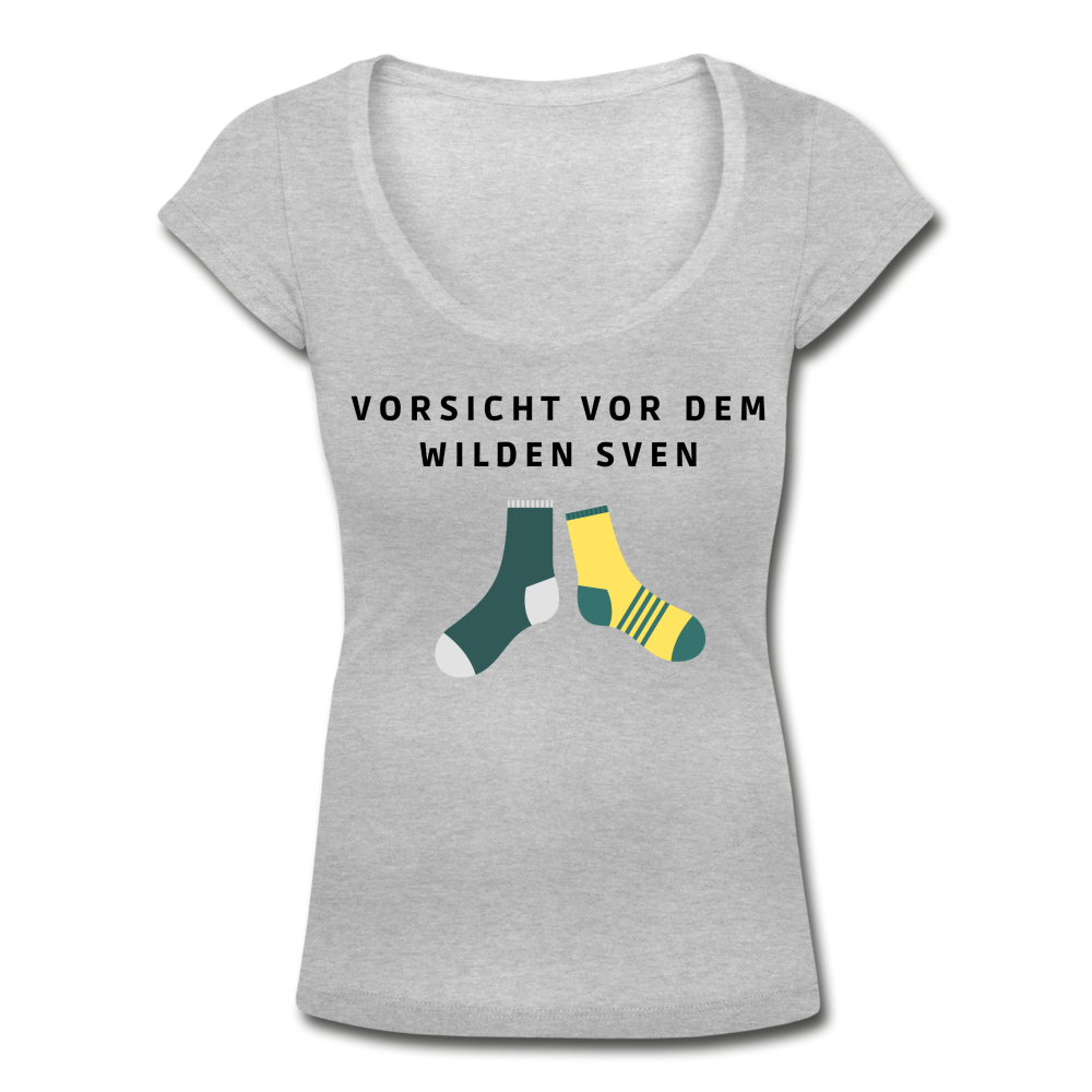 Wilder Sven Damen T-Shirt mit U-Ausschnitt - Grau meliert