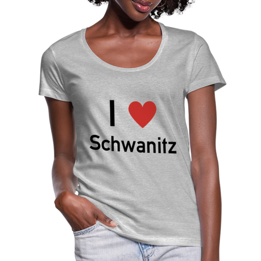 I LOVE SCHWANITZ DAMEN SHIRT MIT U-AUSSCHNITT - Grau meliert