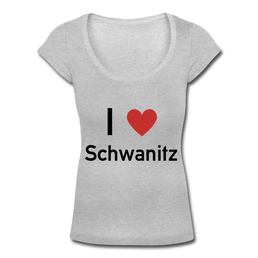 I LOVE SCHWANITZ DAMEN SHIRT MIT U-AUSSCHNITT - Grau meliert