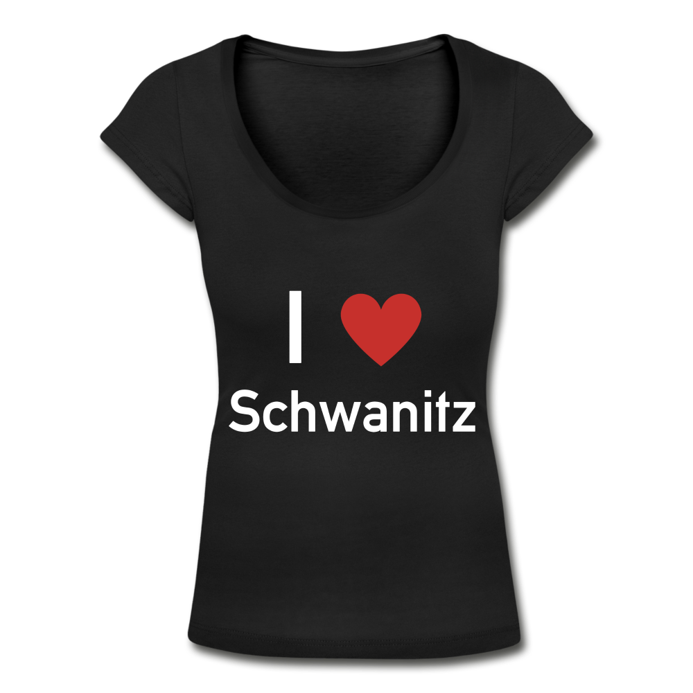 Frauen T-Shirt mit U-Ausschnitt - Schwarz