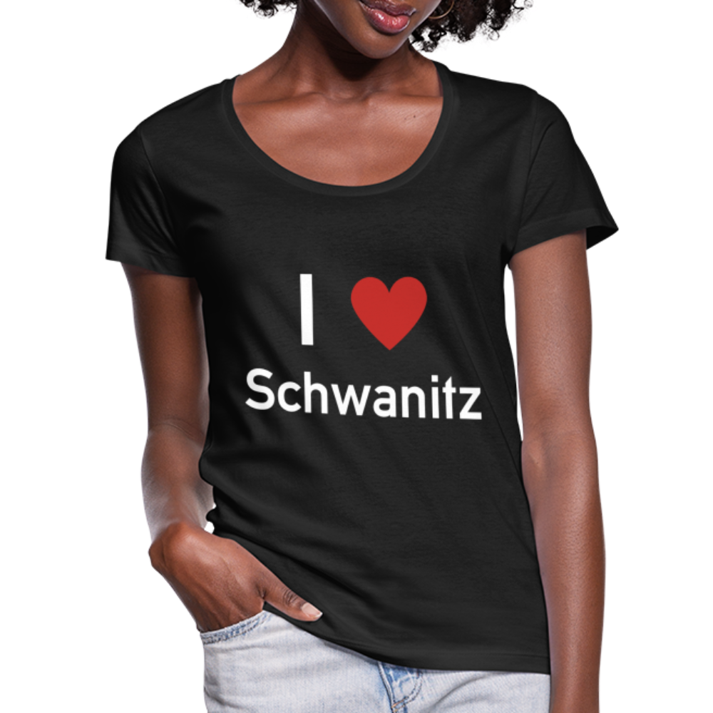Frauen T-Shirt mit U-Ausschnitt - Schwarz