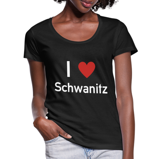 Frauen T-Shirt mit U-Ausschnitt - Schwarz