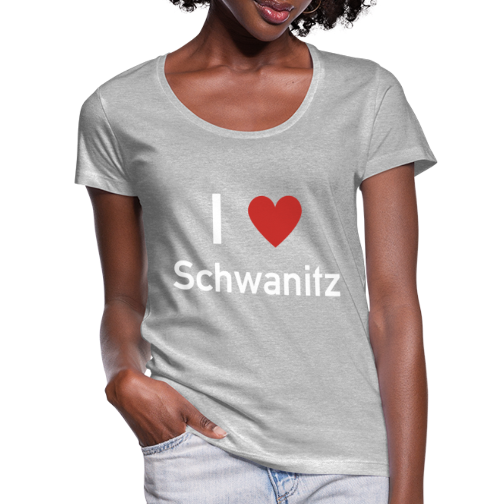 Frauen T-Shirt mit U-Ausschnitt - Grau meliert