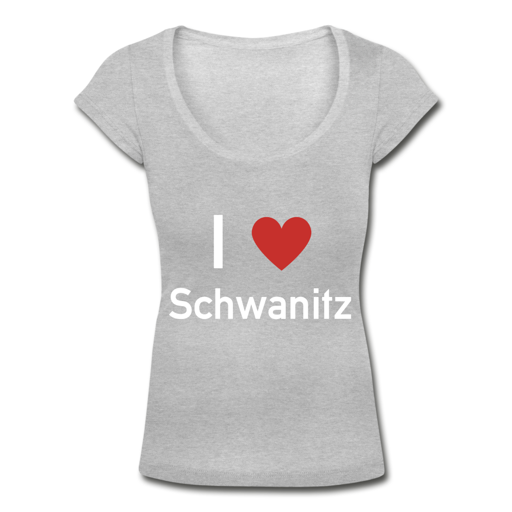 Frauen T-Shirt mit U-Ausschnitt - Grau meliert