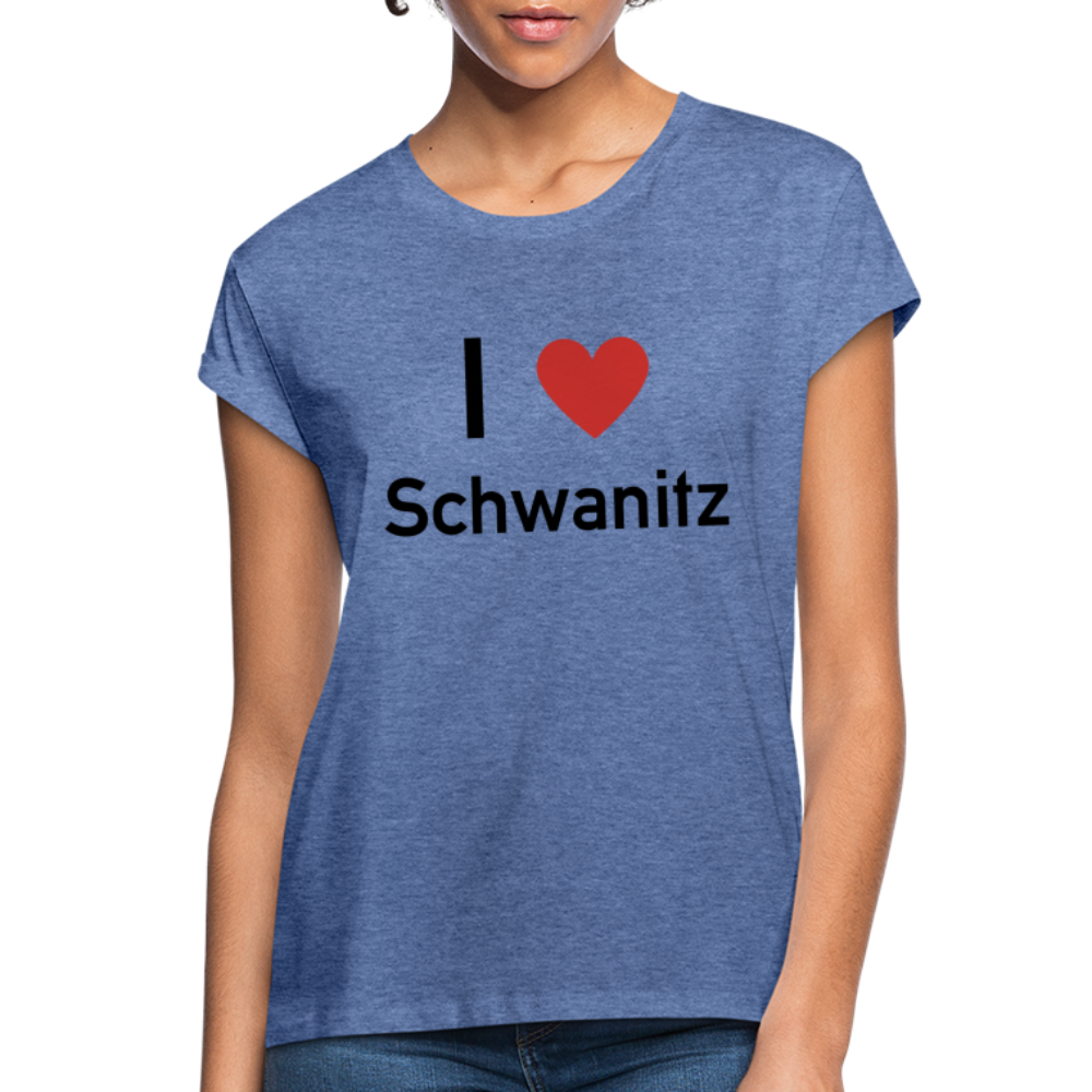 I LOVE SCHWANITZ DAMEN OVERSIZE SHIRT - Denim meliert