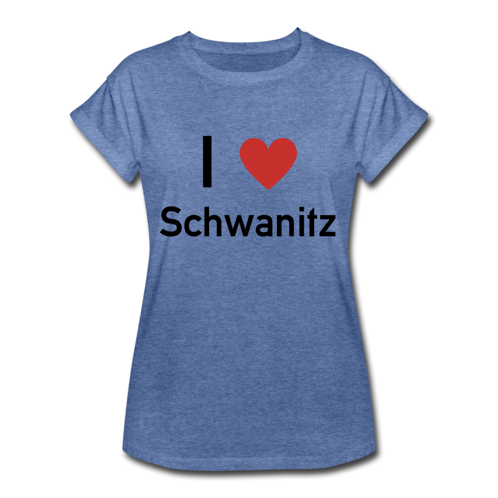 I LOVE SCHWANITZ DAMEN OVERSIZE SHIRT - Denim meliert