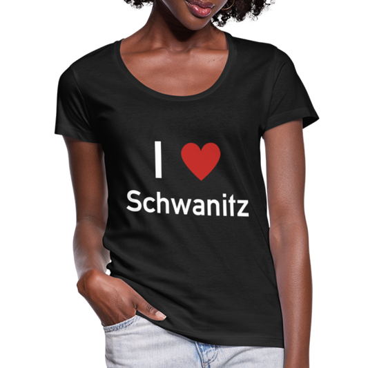 I LOVE SCHWANITZ DAMEN SHIRT MIT U-AUSSCHNITT - Schwarz