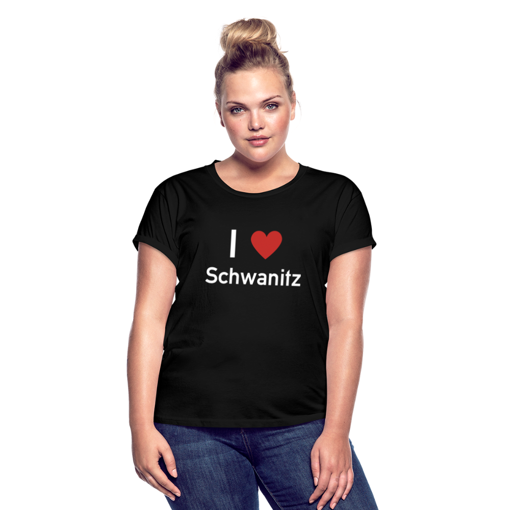 I love Schwanitz Damen Oversize T-Shirt - Schwarz