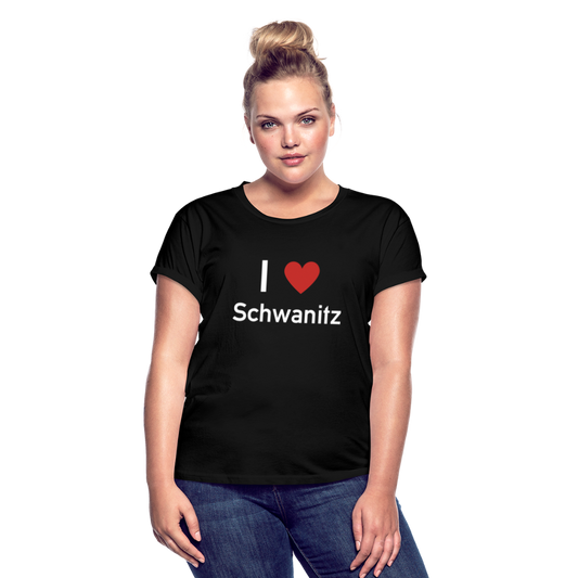 I love Schwanitz Damen Oversize T-Shirt - Schwarz