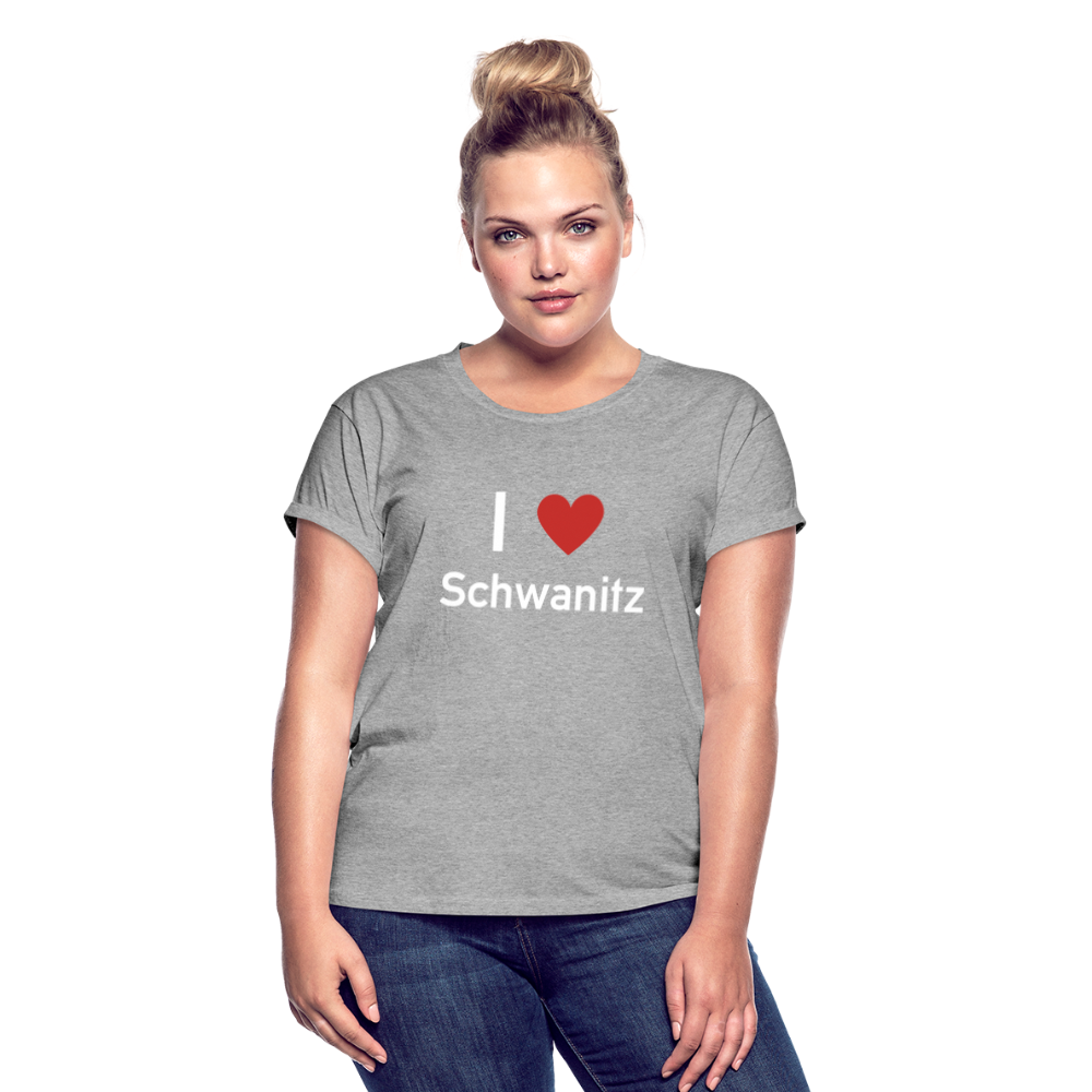 I love Schwanitz Damen Oversize T-Shirt - Grau meliert
