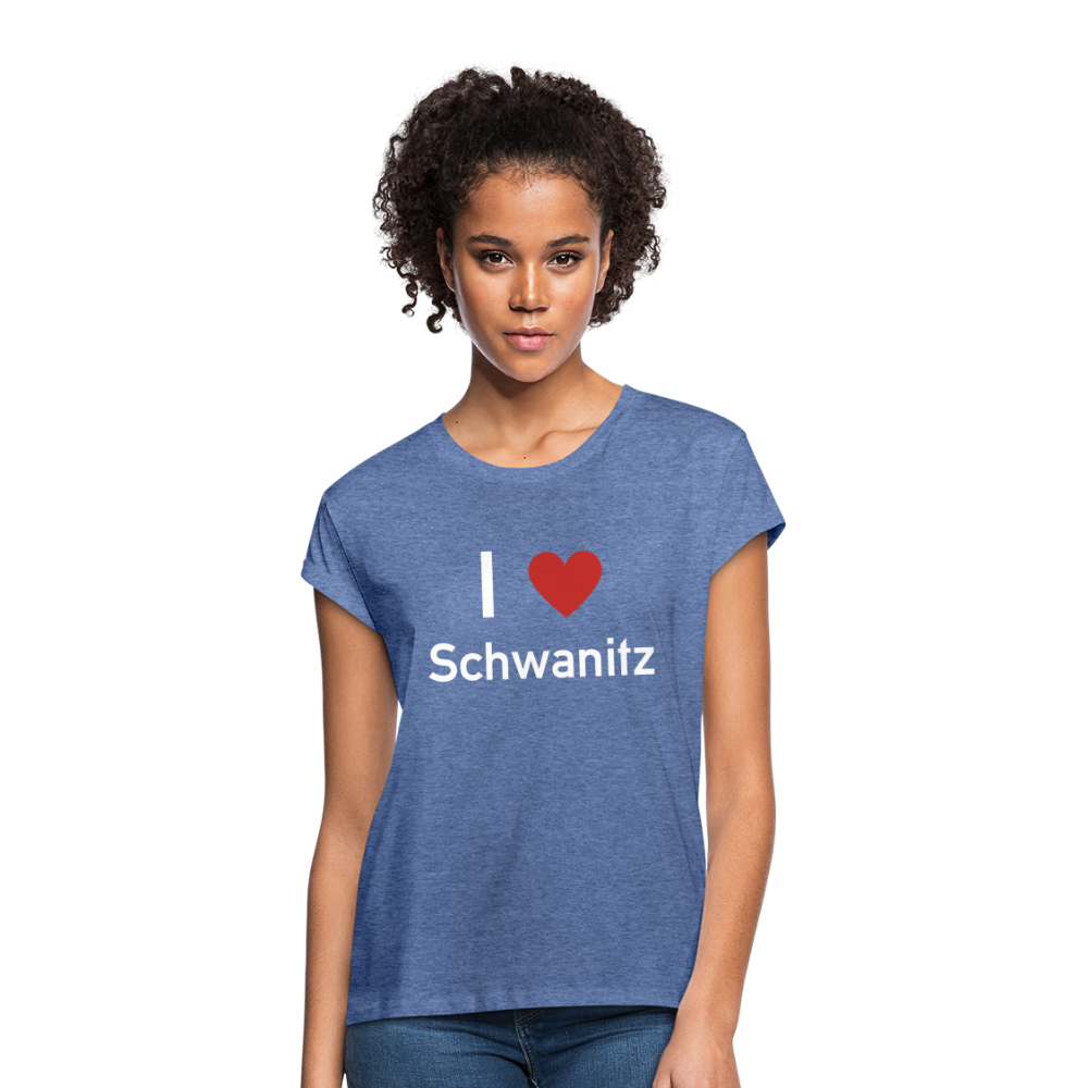 I love Schwanitz Damen Oversize T-Shirt - Denim meliert