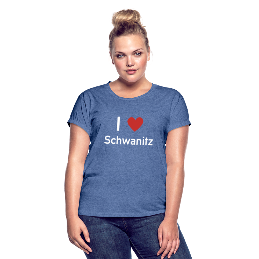 I love Schwanitz Damen Oversize T-Shirt - Denim meliert