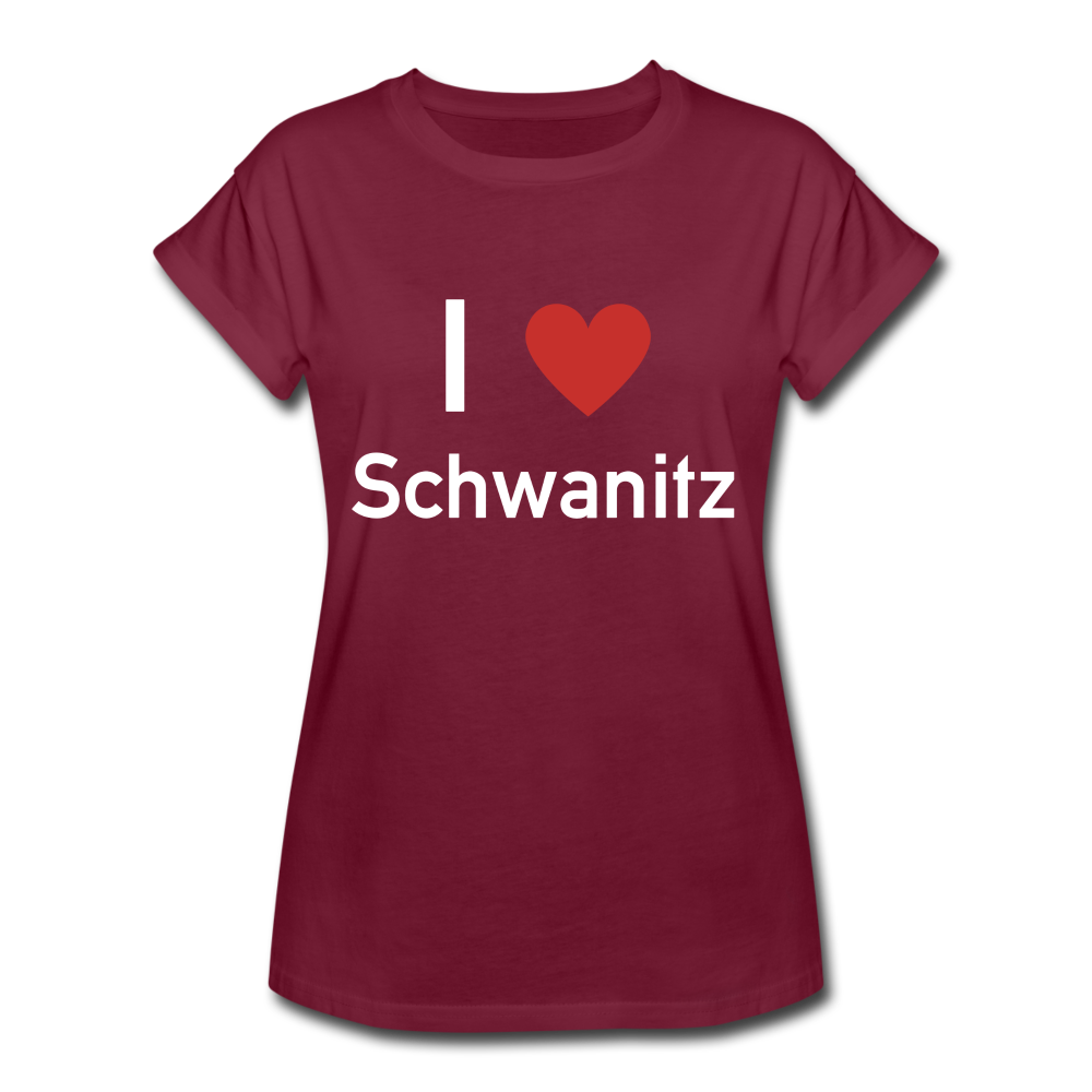 I LOVE SCHWANITZ DAMEN OVERSIZE SHIRT - Bordeaux