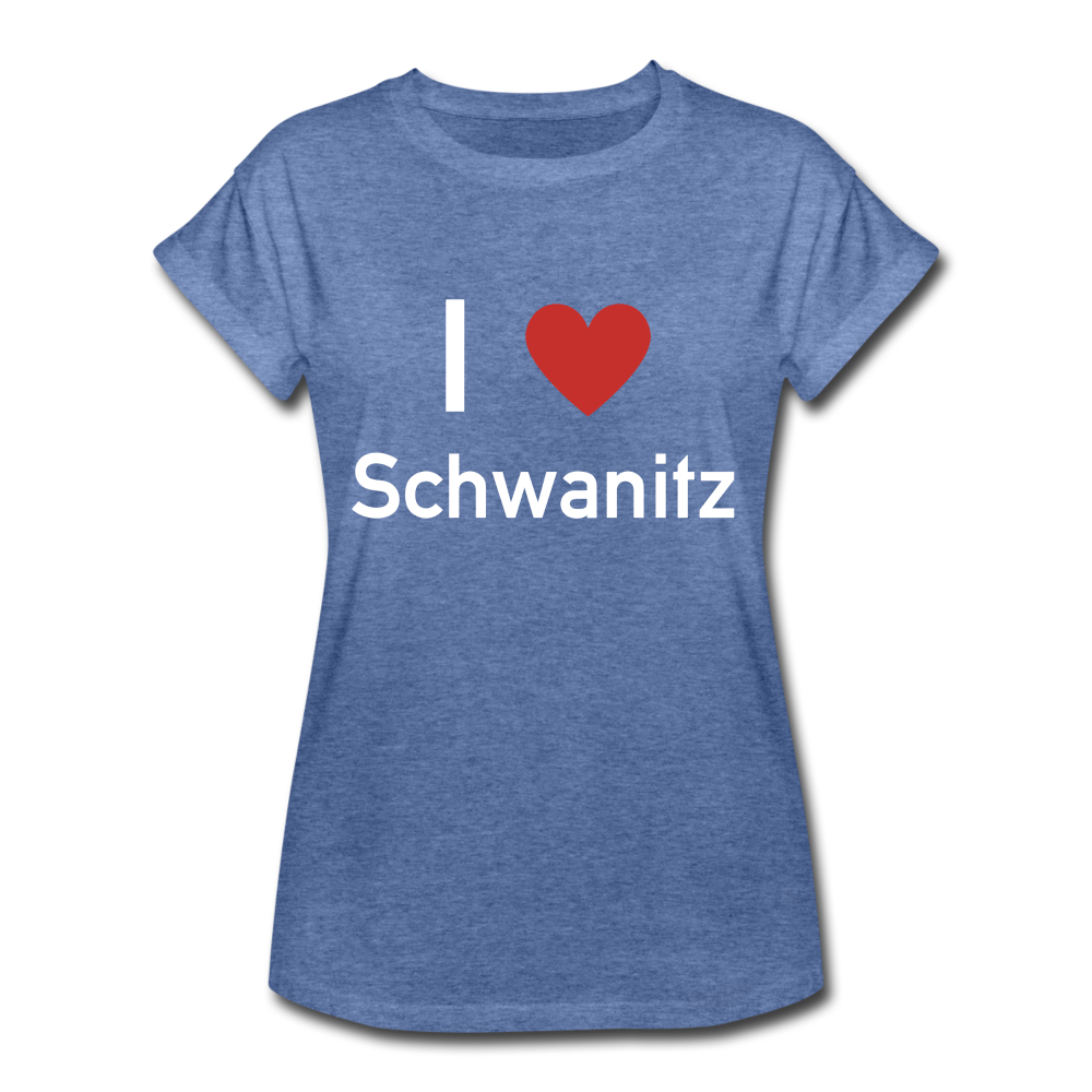 I LOVE SCHWANITZ DAMEN OVERSIZE SHIRT - Denim meliert