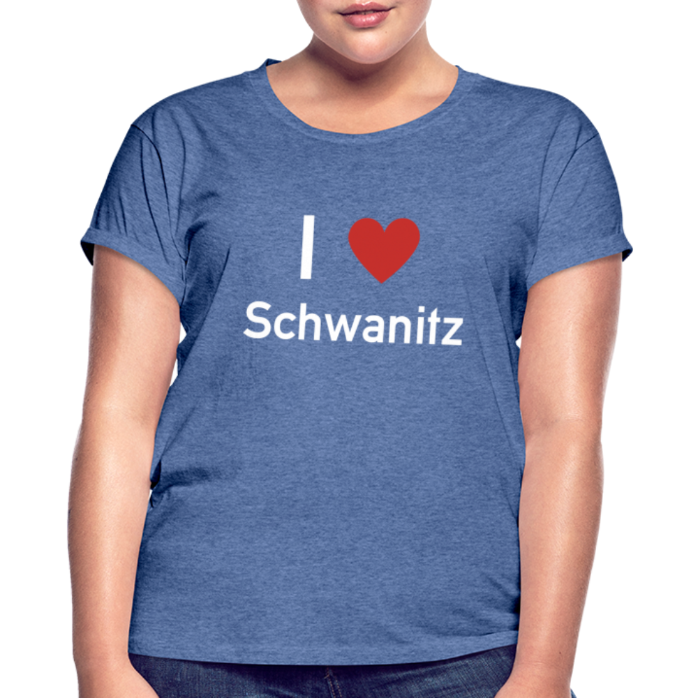 I LOVE SCHWANITZ DAMEN OVERSIZE SHIRT - Denim meliert