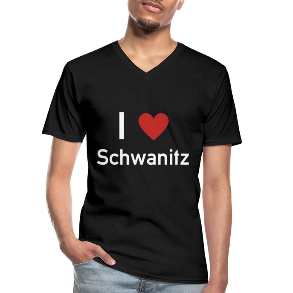 I LOVE SCHWANITZ HERREN SCHIRT MIT V-AUSSCHNITT - Schwarz