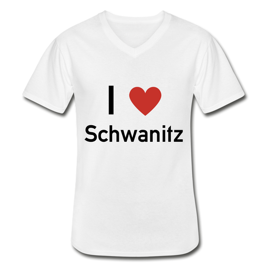 I LOVE SCHWANITZ HERREN SHIRT MIT V-AUSSCHNITT - Weiß