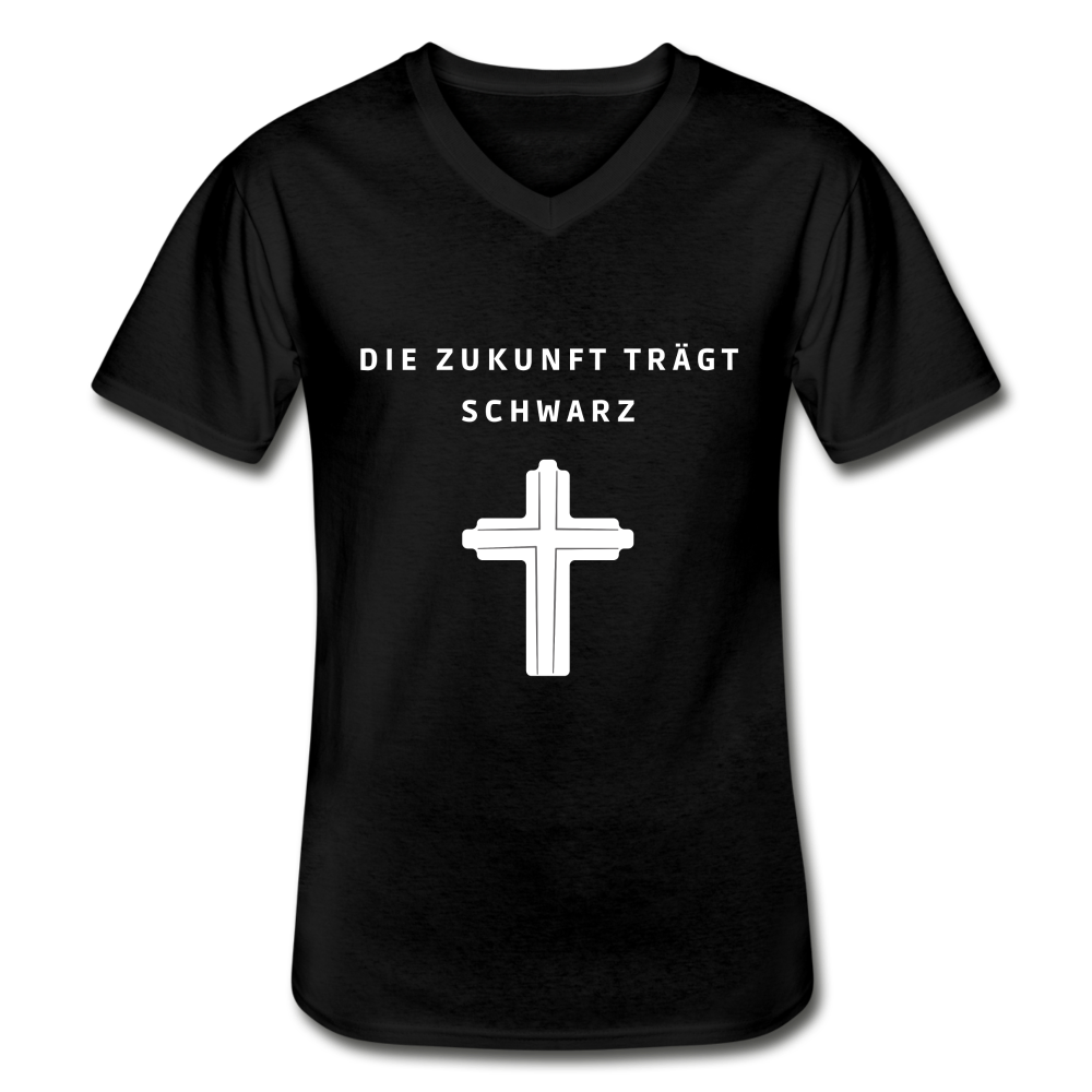 Die Zukunft trägt Schwarz Herren-Shirt V-Ausschnitt - Schwarz