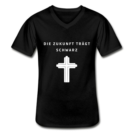 Die Zukunft trägt Schwarz Herren-Shirt V-Ausschnitt - Schwarz