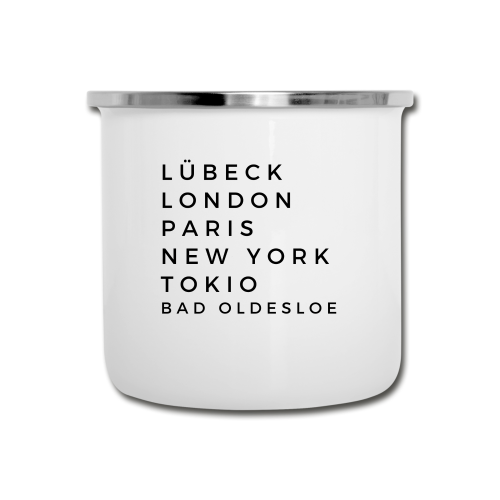 Bad Oldesloe Emaille-Tasse - Weiß