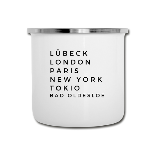 Bad Oldesloe Emaille-Tasse - Weiß