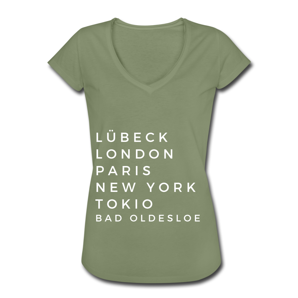 Bad Oldesloe Damen Vintage T-Shirt - Oliv