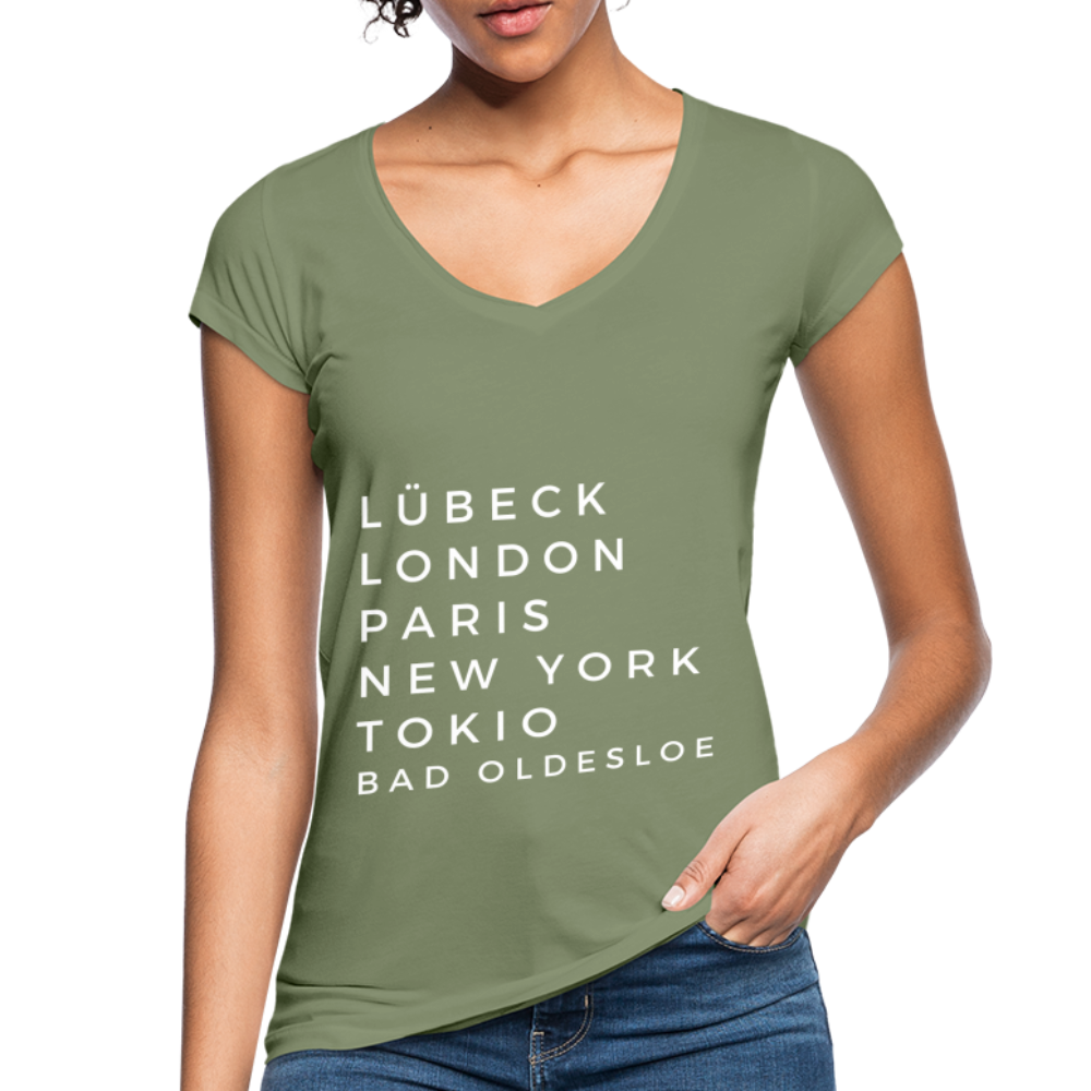 Bad Oldesloe Damen Vintage T-Shirt - Oliv