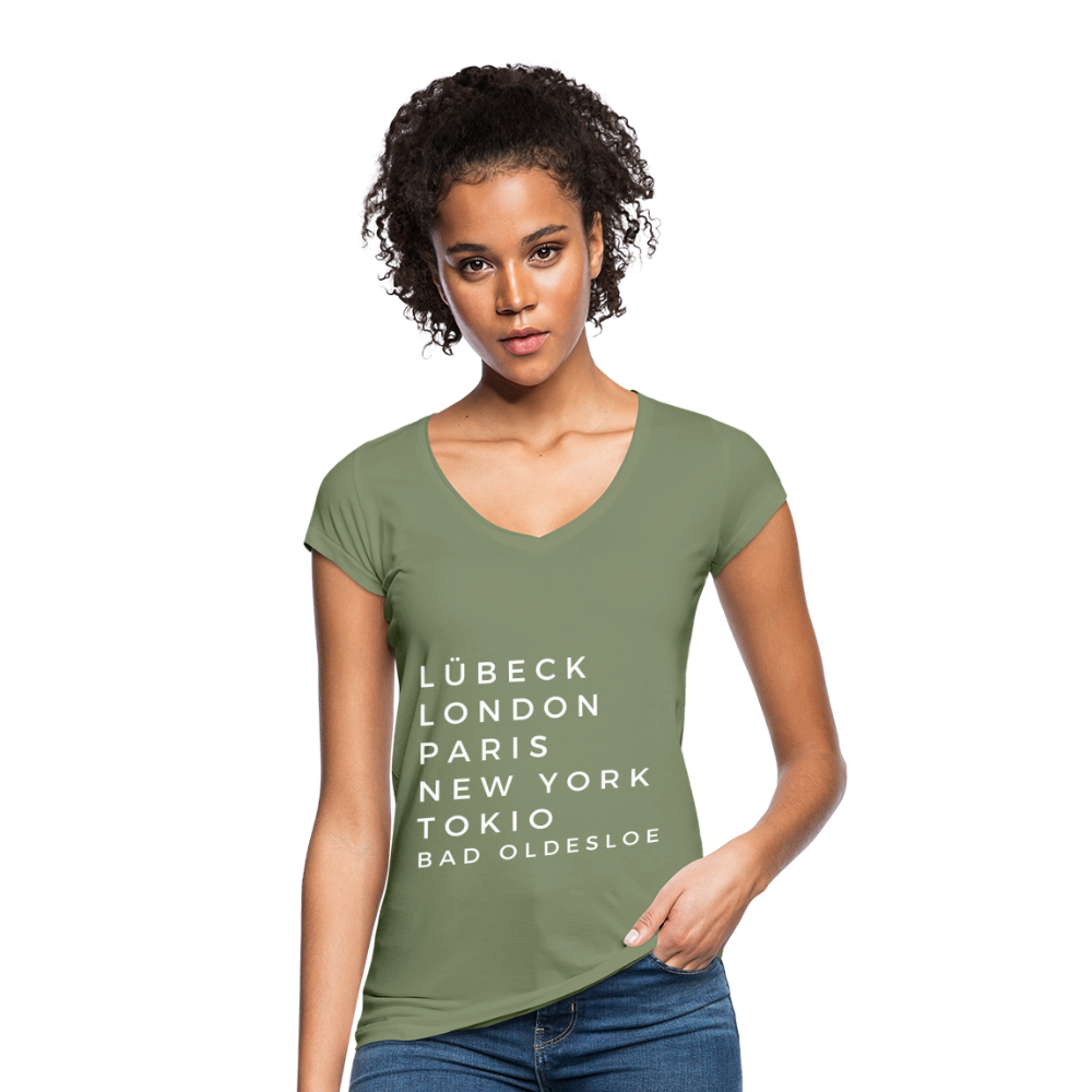 Bad Oldesloe Damen Vintage T-Shirt - Oliv