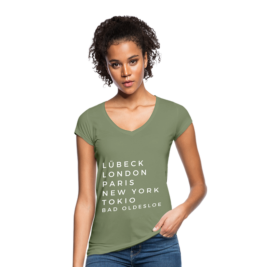 Bad Oldesloe Damen Vintage T-Shirt - Oliv