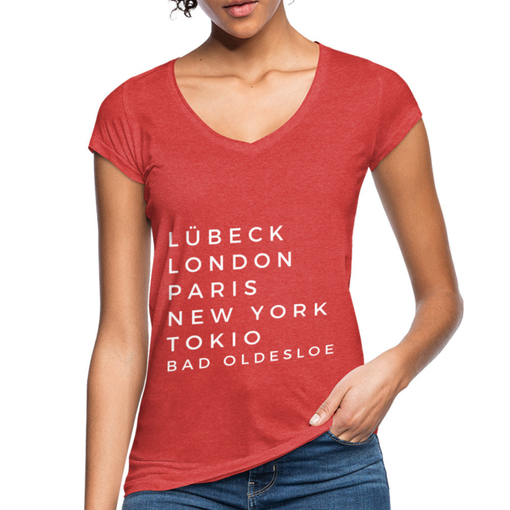 Bad Oldesloe Damen Vintage T-Shirt - Rot meliert
