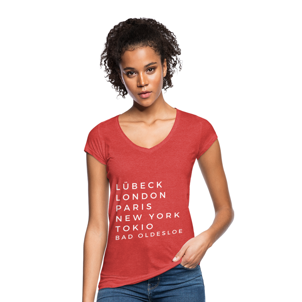 Bad Oldesloe Damen Vintage T-Shirt - Rot meliert