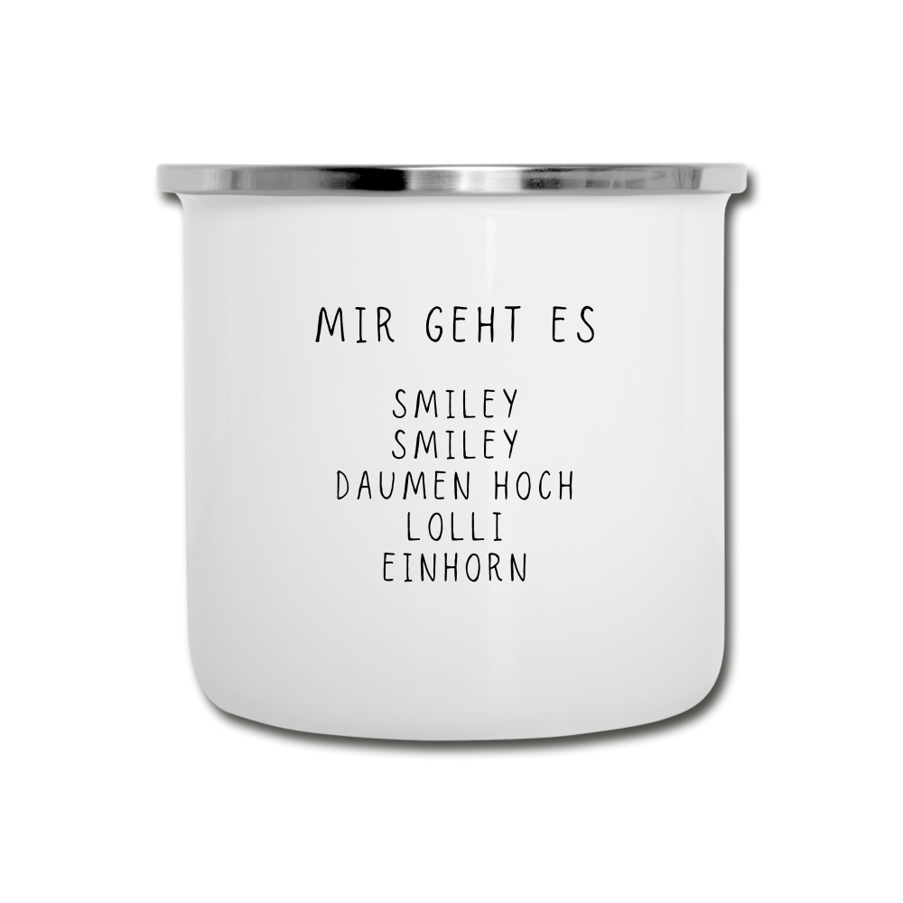 Smiley Emaille-Tasse - Weiß