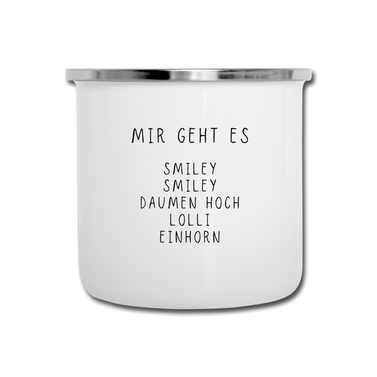 Smiley Emaille-Tasse - Weiß
