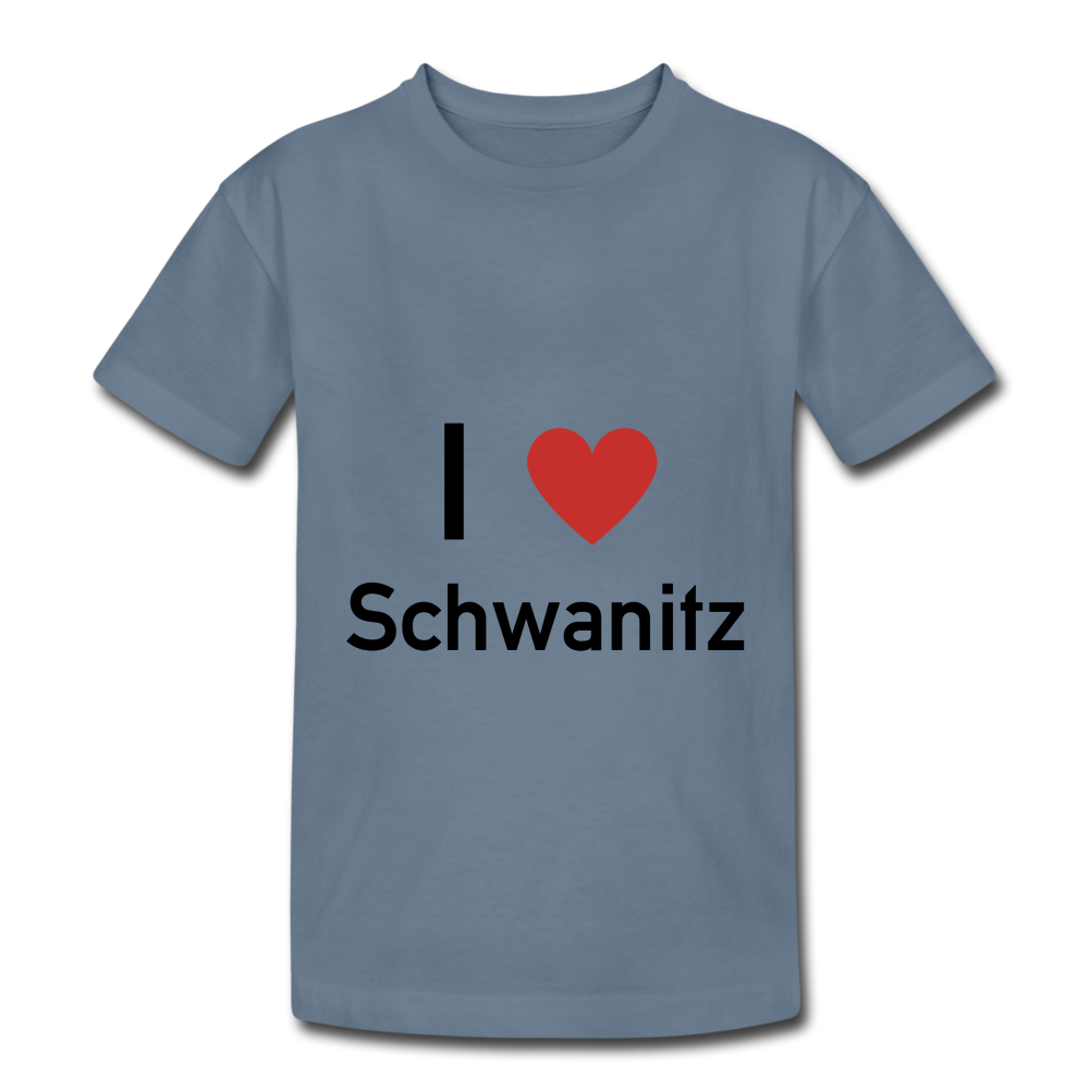 Kinder Tshirt I love Schwanitz - Blaugrau
