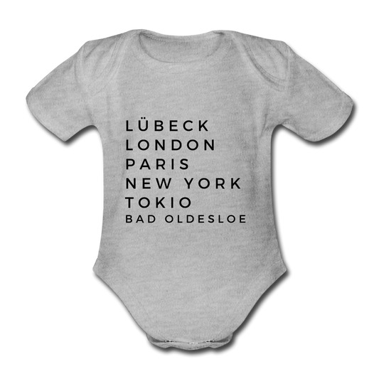 Bad Oldesloe Baby-Kurzarm-Body - Grau meliert