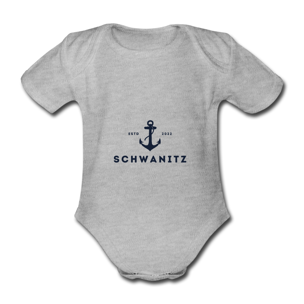 Schwanitz Baby-Kurzarm-Body - Grau meliert