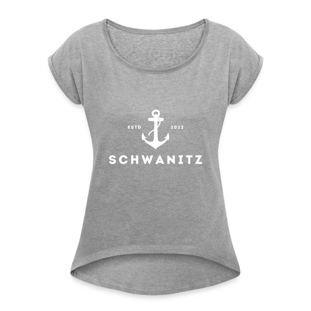 Frauen T-Shirt mit gerollten Ärmeln - Grau meliert