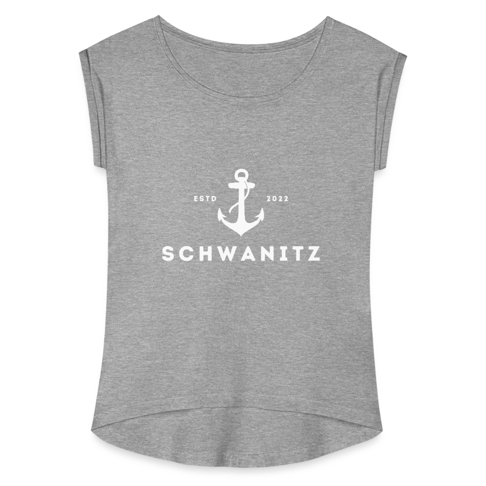Frauen T-Shirt mit gerollten Ärmeln - Grau meliert