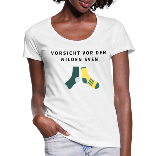 Wilder Sven Damen T-Shirt mit U-Ausschnitt - Weiß