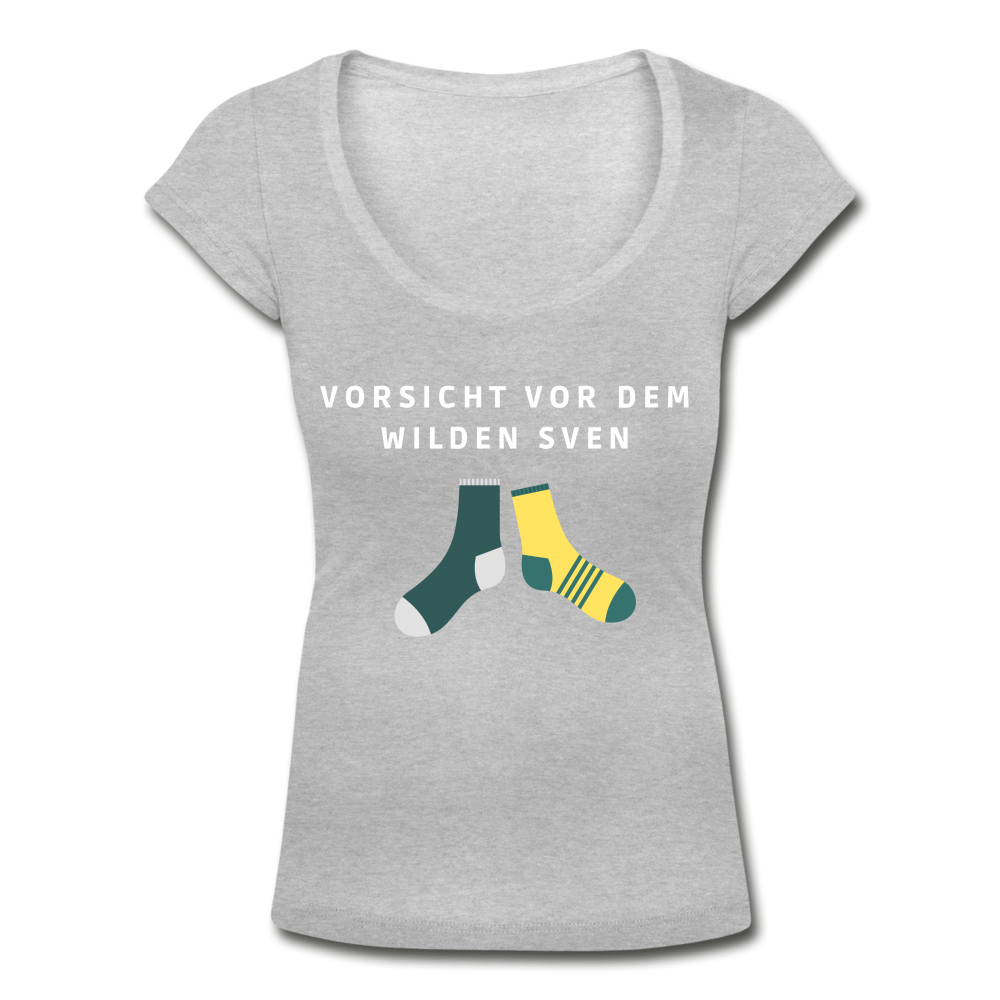 Wilder Sven Damen T-Shirt mit U-Ausschnitt - Grau meliert