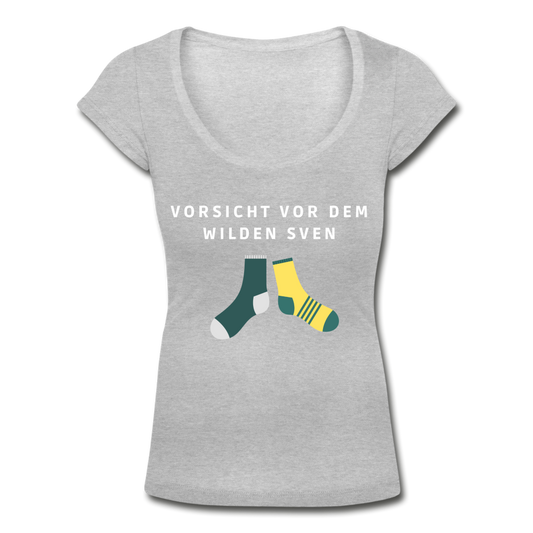 Wilder Sven Damen T-Shirt mit U-Ausschnitt - Grau meliert