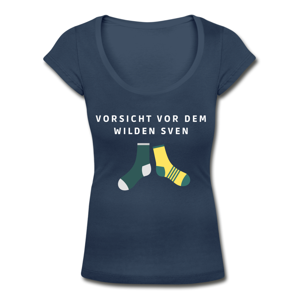 Wilder Sven Damen T-Shirt mit U-Ausschnitt - Navy